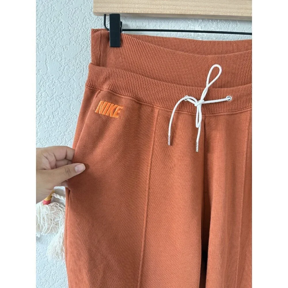 Nike Sportswear Swoosh High Rise Fleece Joggers Orange Baggy Loungewear Sporty M
